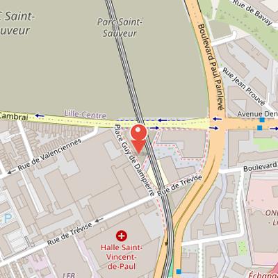 Map showing the location of Porte de Valenciennes in Lille