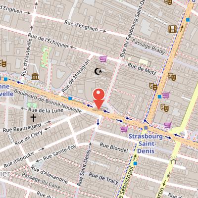 Map showing the location of Porte Saint-Denis in Paris