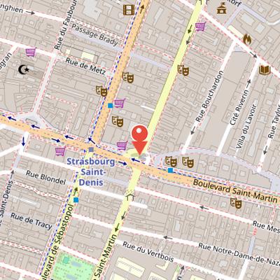 Map showing the location of Porte Saint-Martin in Paris