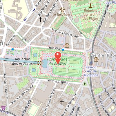 Map showing the location of Promenade of Peyrou in Montpellier