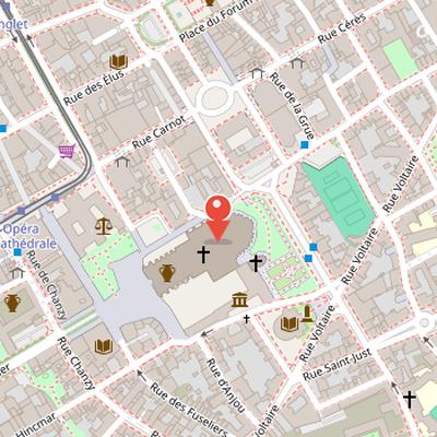Map showing the location of Reims Cathedral in Reims