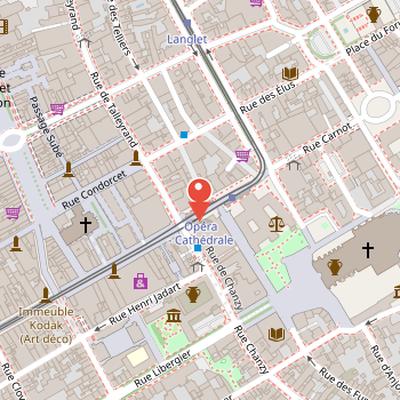 Map showing the location of Reims Opera House in Reims