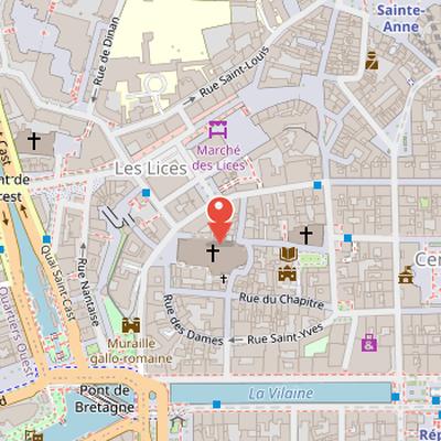 Map showing the location of Rennes Cathedral in Rennes