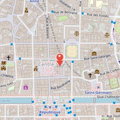 Map showing the location of Rennes Opera House in Rennes