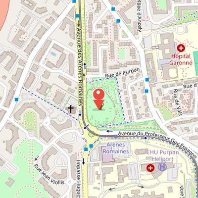 Map showing the location of Roman Amphitheatre of Purpan-Ancely in Toulouse