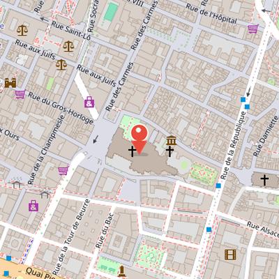 Map showing the location of Rouen Cathedral in Rouen