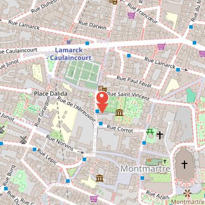 Map showing the location of Royal Abbey of Montmartre in Paris