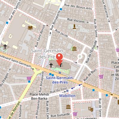 Map showing the location of Saint-Germain-des-Prés in Paris