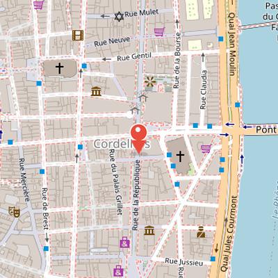 Map showing the location of Rue de la République in Lyon