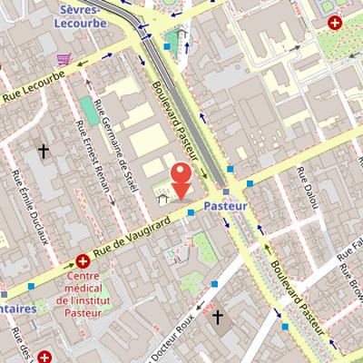 Map showing the location of Rue de Vaugirard in Paris