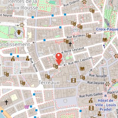 Map showing the location of Rue des Capucins in Lyon
