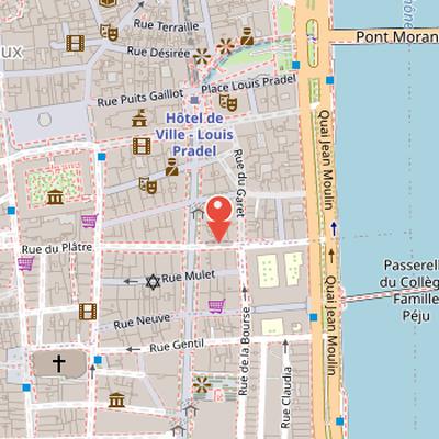 Map showing the location of Rue du Bât-d'Argent in Lyon