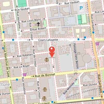 Map showing the location of Rue Duguesclin in Lyon