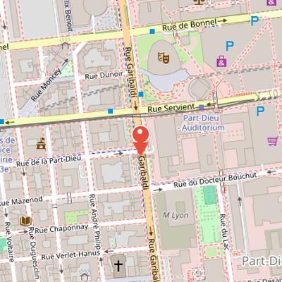 Map showing the location of Rue Garibaldi in Lyon