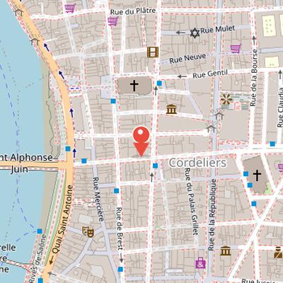 Map showing the location of Rue Grenette in Lyon