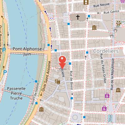 Map showing the location of Rue Mercière in Lyon