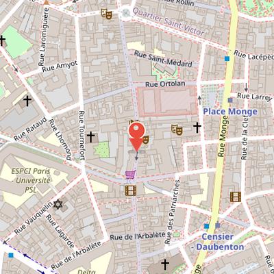 Map showing the location of Rue Mouffetard in Paris