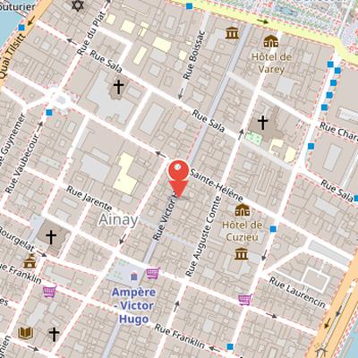 Map showing the location of Rue Victor-Hugo in Lyon