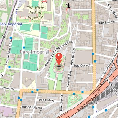 Map showing the location of Russian Orthodox Cathedral in Nice