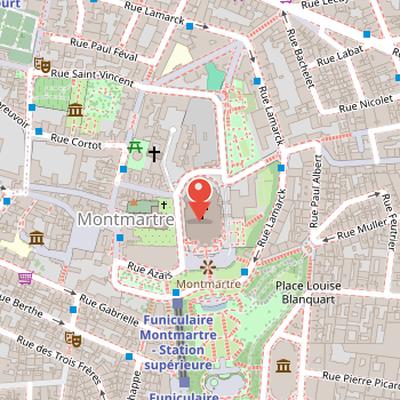 Map showing the location of Sacré-Cœur in Paris