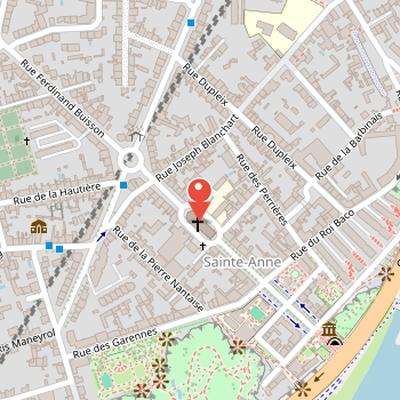 Map showing the location of Saint-Anne's Church in Nantes