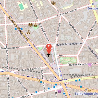 Map showing the location of Saint-Augustin in Paris