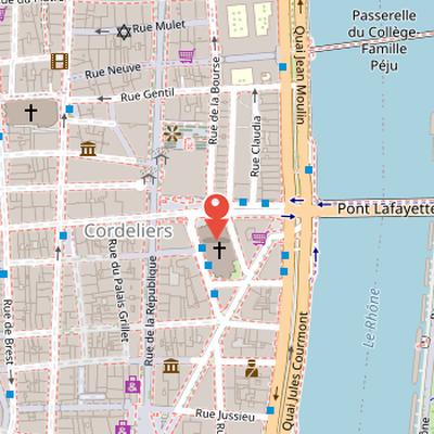 Map showing the location of Saint-Bonaventure Basilica in Lyon