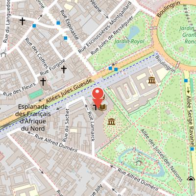 Map showing the location of Saint Exupère Church in Toulouse