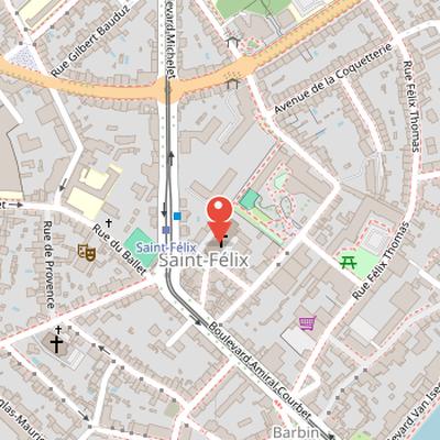 Map showing the location of Saint-Félix Church in Nantes