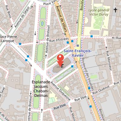 Map showing the location of Saint-François-Xavier in Paris