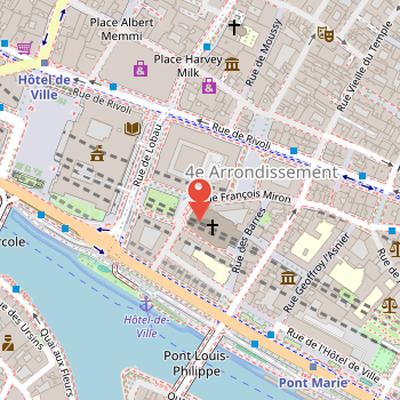 Map showing the location of Saint-Gervais-Saint-Protais Church in Paris