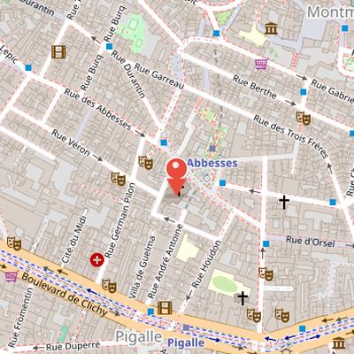 Map showing the location of Saint-Jean-de-Montmartre in Paris