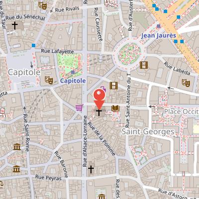 Map showing the location of Saint Jerome Church in Toulouse
