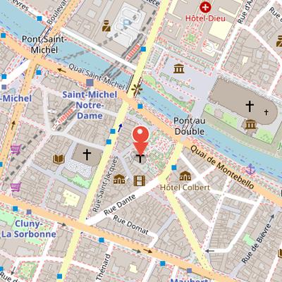 Map showing the location of Saint-Julien-le-Pauvre in Paris