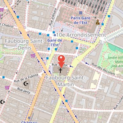 Map showing the location of Saint-Laurent in Paris