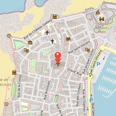 Map showing the location of Saint-Malo Cathedral in Saint-Malo