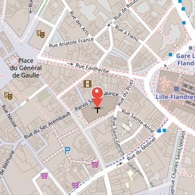 Map showing the location of Saint-Maurice Church in Lille