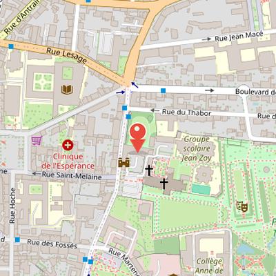 Map showing the location of Saint-Melaine Palace in Rennes