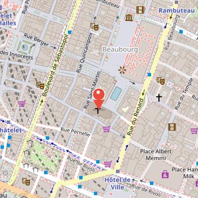 Map showing the location of Église Saint-Merry in Paris