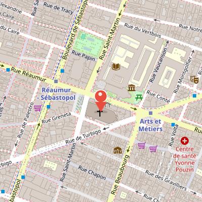 Map showing the location of Saint-Nicolas-des-Champs in Paris