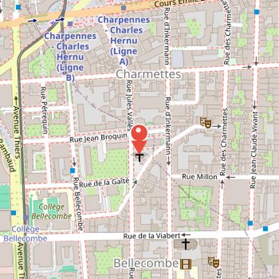 Map showing the location of Saint Nicholas Russian Orthodox Church in Lyon