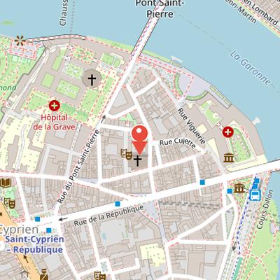 Map showing the location of Saint Nicolas' Church in Toulouse