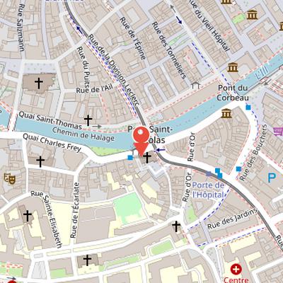 Map showing the location of Saint-Nicolas Church in Strasbourg