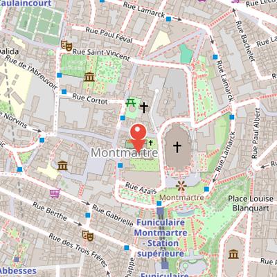 Map showing the location of Saint-Pierre de Montmartre in Paris