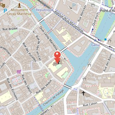 Map showing the location of Saint Stephen’s Church in Strasbourg