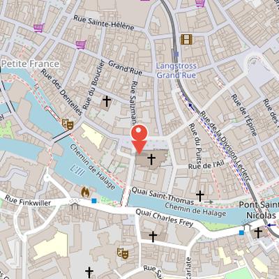 Map showing the location of Saint Thomas Church in Strasbourg
