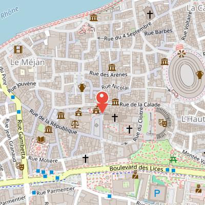 Map showing the location of Saint-Trophime cloister in Arles