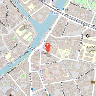 Map showing the location of Saint William's Church in Strasbourg