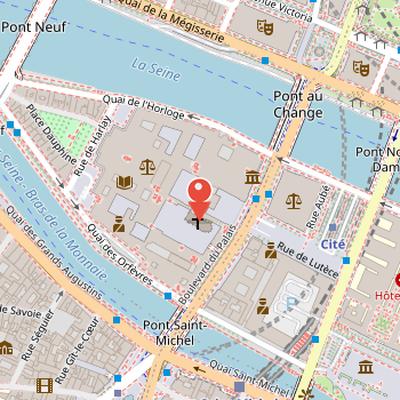 Map showing the location of Sainte-Chapelle in Paris