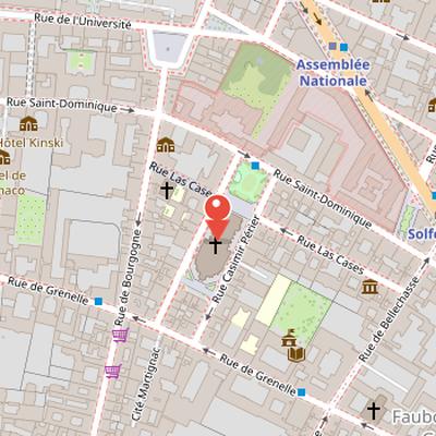 Map showing the location of Sainte-Clotilde Church in Paris